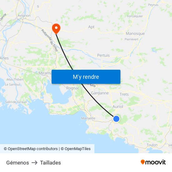 Gémenos to Taillades map
