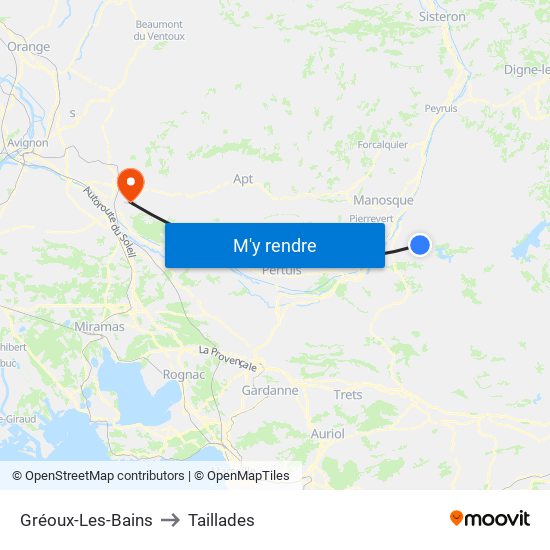 Gréoux-Les-Bains to Taillades map