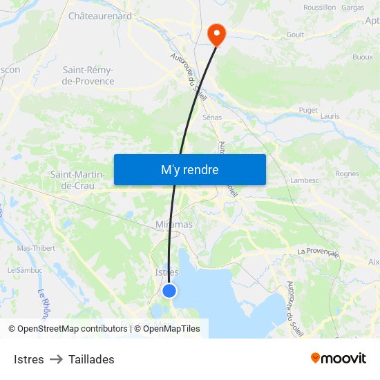 Istres to Taillades map