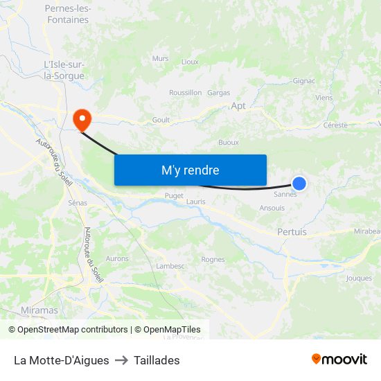 La Motte-D'Aigues to Taillades map