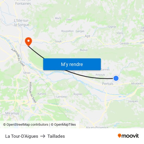 La Tour-D'Aigues to Taillades map