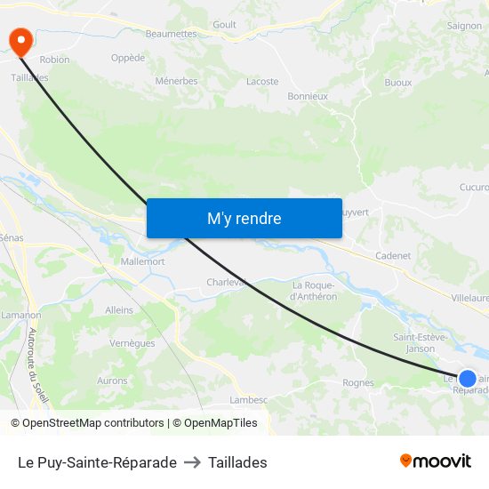 Le Puy-Sainte-Réparade to Taillades map