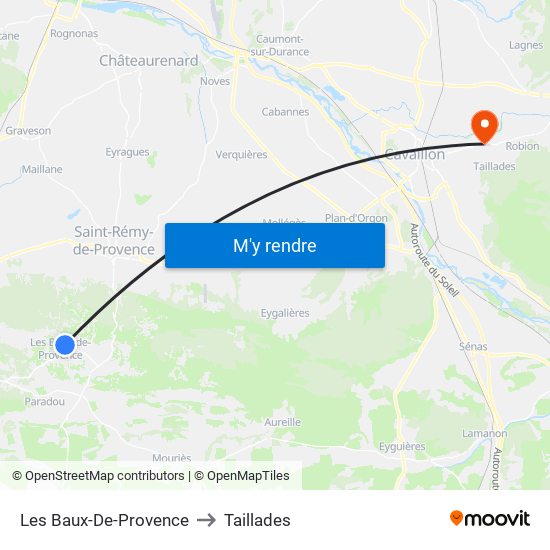 Les Baux-De-Provence to Taillades map