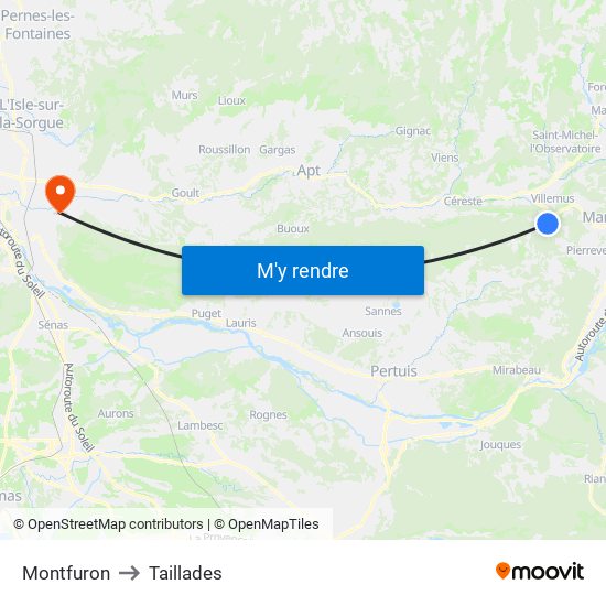 Montfuron to Taillades map