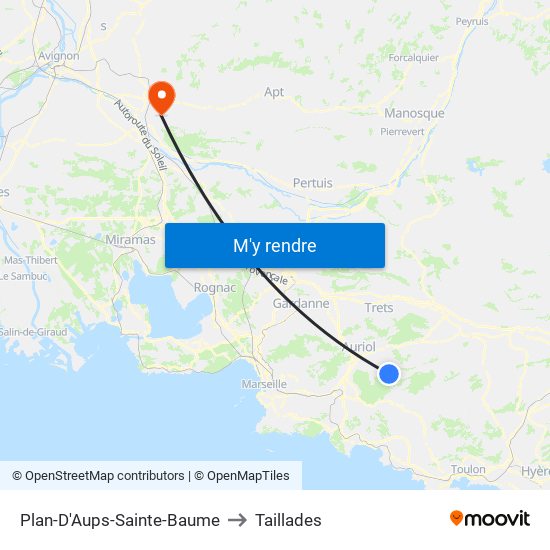 Plan-D'Aups-Sainte-Baume to Taillades map