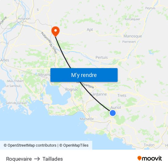 Roquevaire to Taillades map