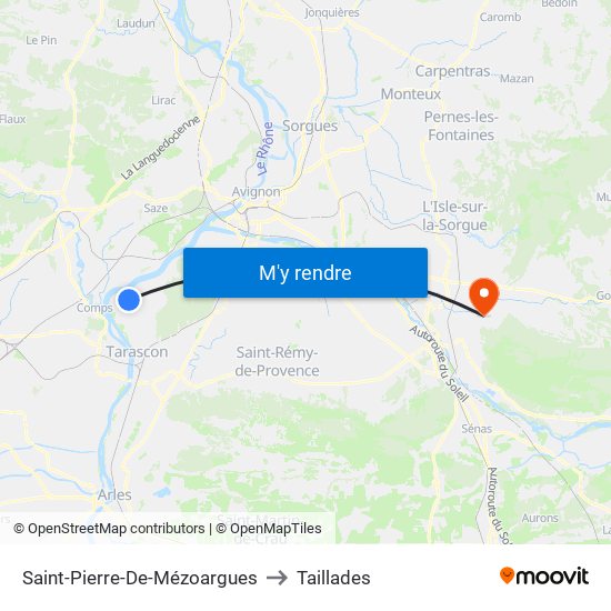 Saint-Pierre-De-Mézoargues to Taillades map