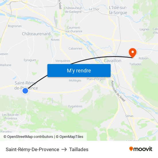 Saint-Rémy-De-Provence to Taillades map