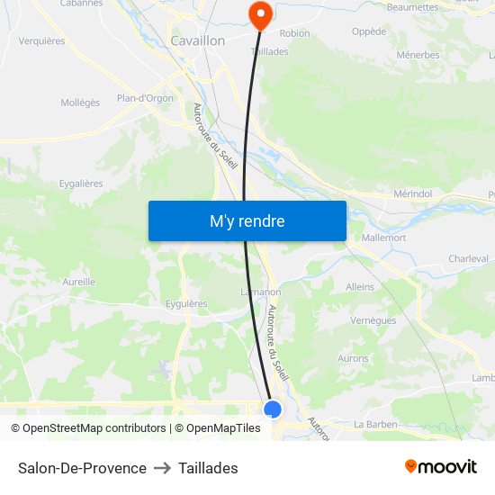 Salon-De-Provence to Taillades map