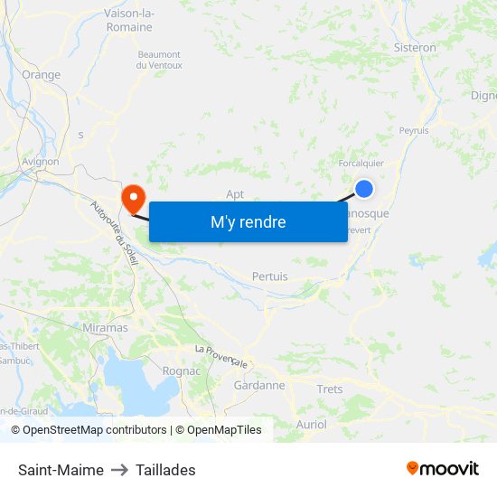 Saint-Maime to Taillades map