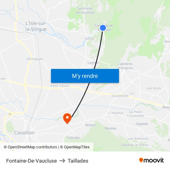 Fontaine-De-Vaucluse to Taillades map