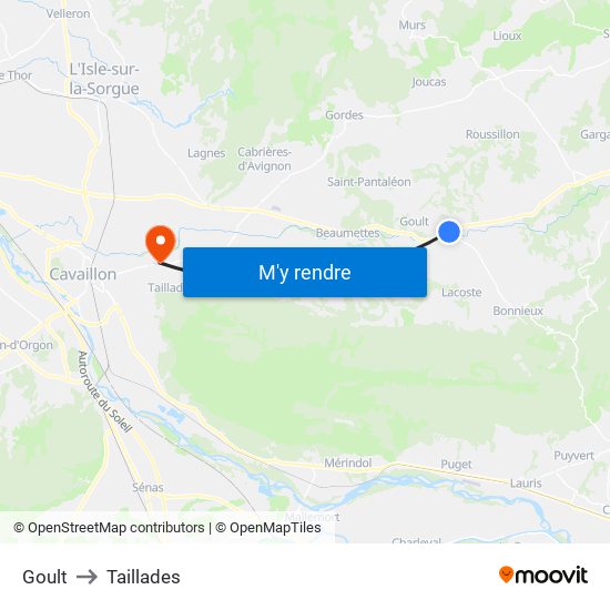 Goult to Taillades map