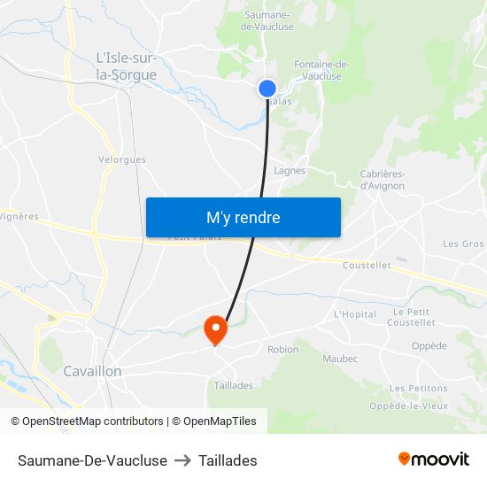 Saumane-De-Vaucluse to Taillades map