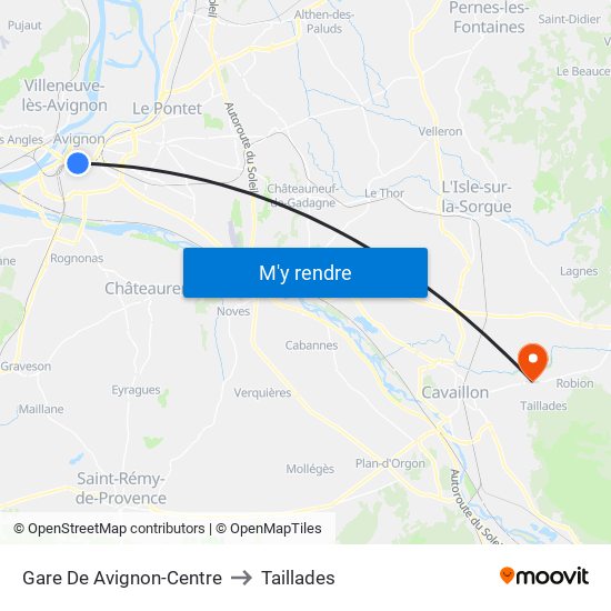 Gare De Avignon-Centre to Taillades map