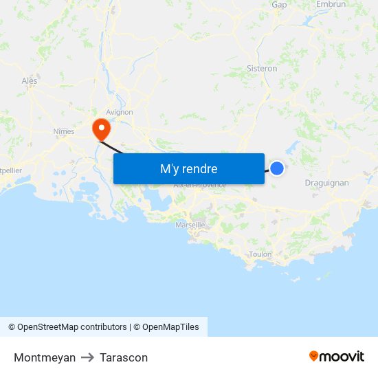 Montmeyan to Tarascon map
