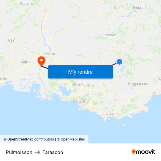 Puimoisson to Tarascon map