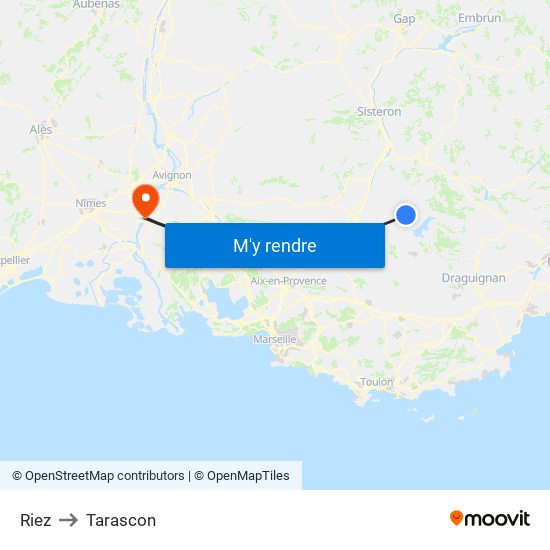 Riez to Tarascon map