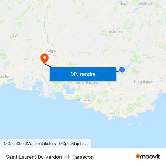 Saint-Laurent-Du-Verdon to Tarascon map