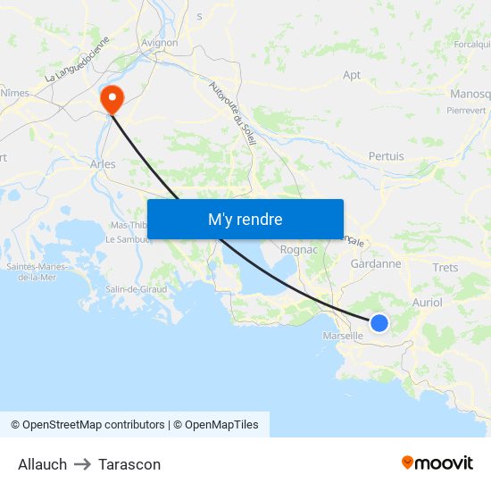 Allauch to Tarascon map