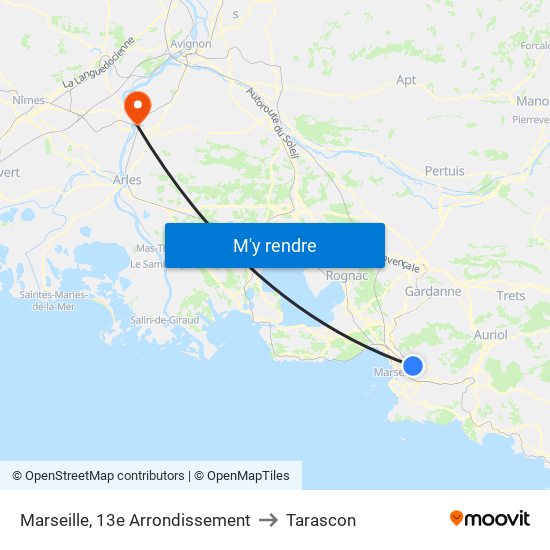 Marseille, 13e Arrondissement to Tarascon map