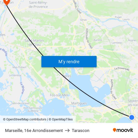 Marseille, 16e Arrondissement to Tarascon map