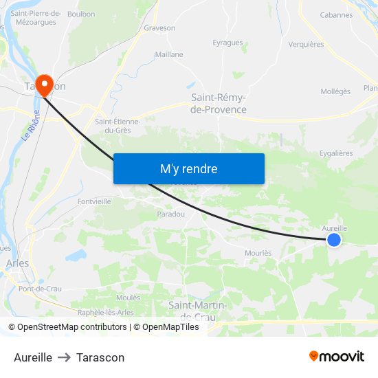 Aureille to Tarascon map