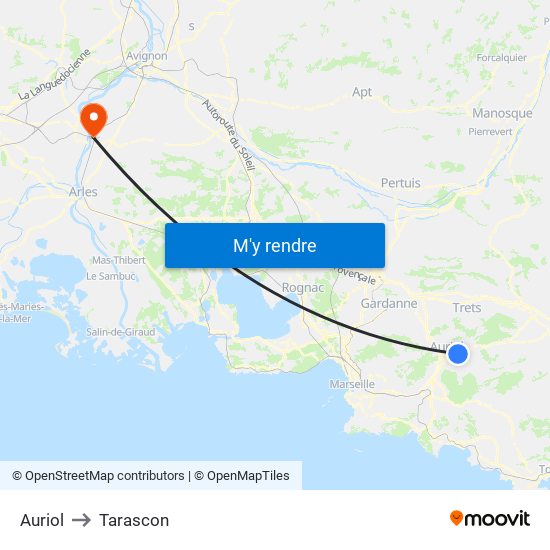 Auriol to Tarascon map