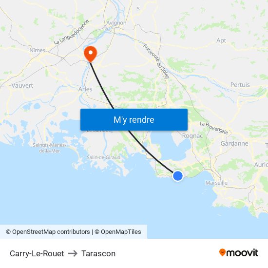 Carry-Le-Rouet to Tarascon map