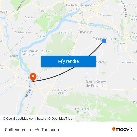 Châteaurenard to Tarascon map