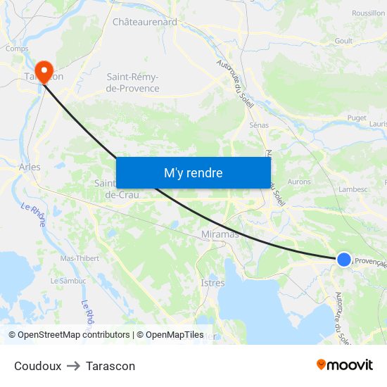 Coudoux to Tarascon map