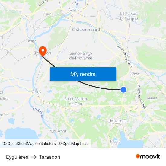 Eyguières to Tarascon map