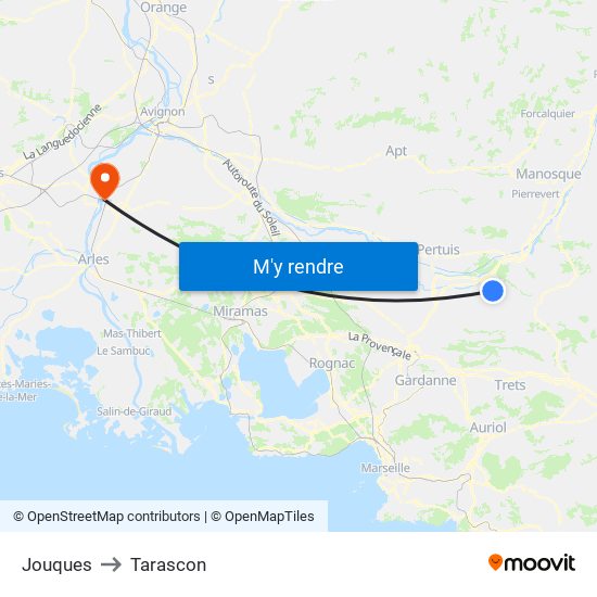 Jouques to Tarascon map