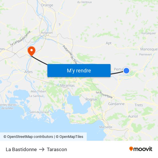 La Bastidonne to Tarascon map