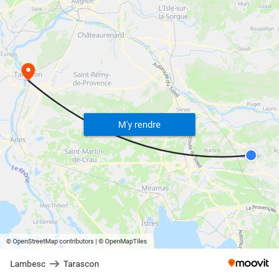 Lambesc to Tarascon map