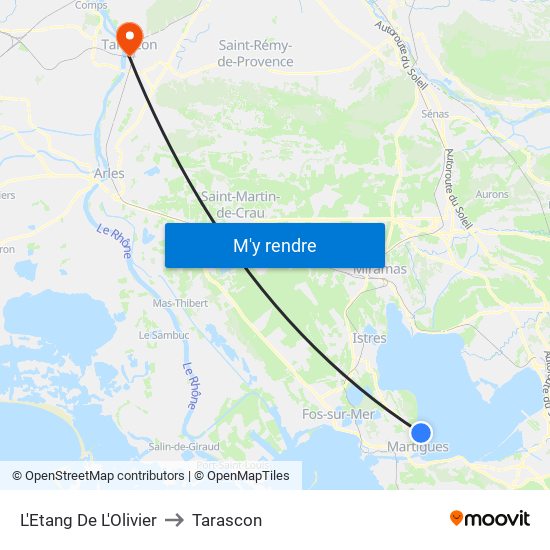 L'Etang De L'Olivier to Tarascon map