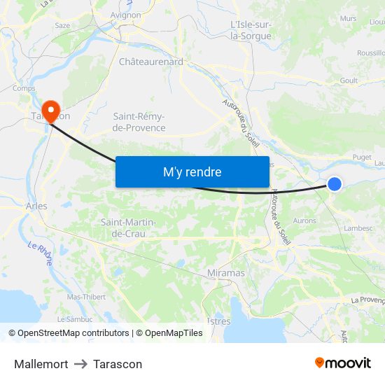 Mallemort to Tarascon map