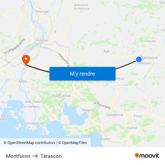 Montfuron to Tarascon map