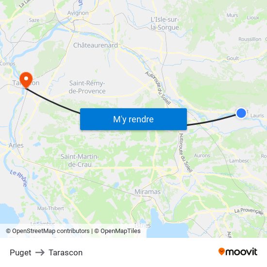 Puget to Tarascon map