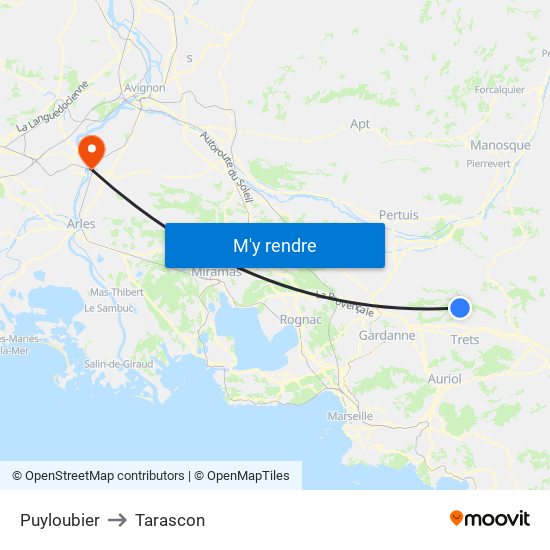 Puyloubier to Tarascon map