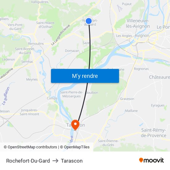 Rochefort-Du-Gard to Tarascon map