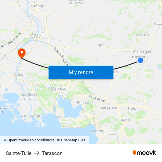Sainte-Tulle to Tarascon map