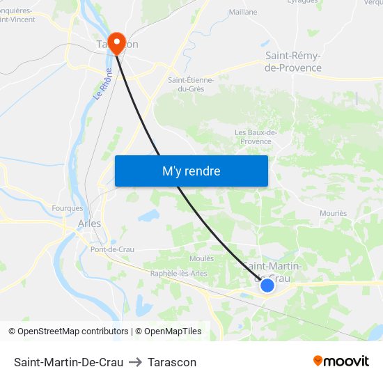 Saint-Martin-De-Crau to Tarascon map