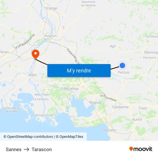 Sannes to Tarascon map
