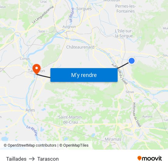 Taillades to Tarascon map