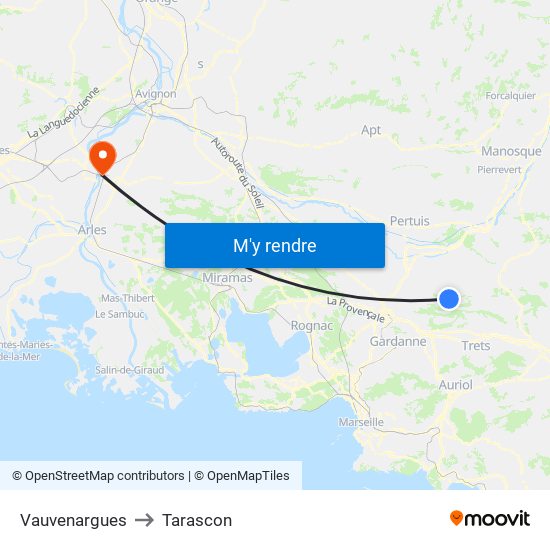 Vauvenargues to Tarascon map