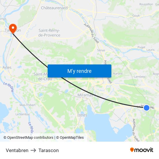 Ventabren to Tarascon map