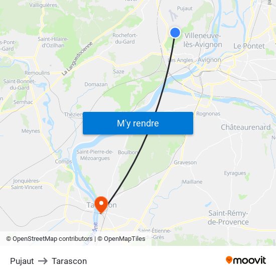 Pujaut to Tarascon map