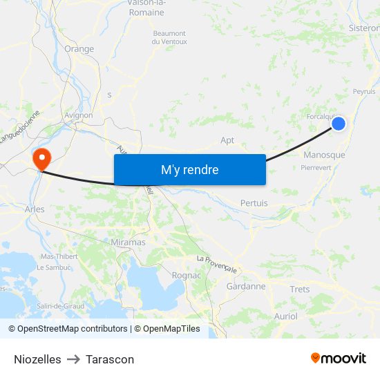 Niozelles to Tarascon map