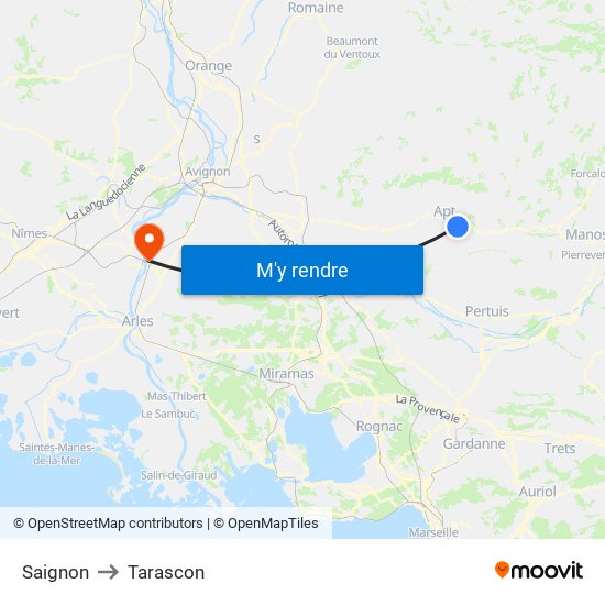 Saignon to Tarascon map