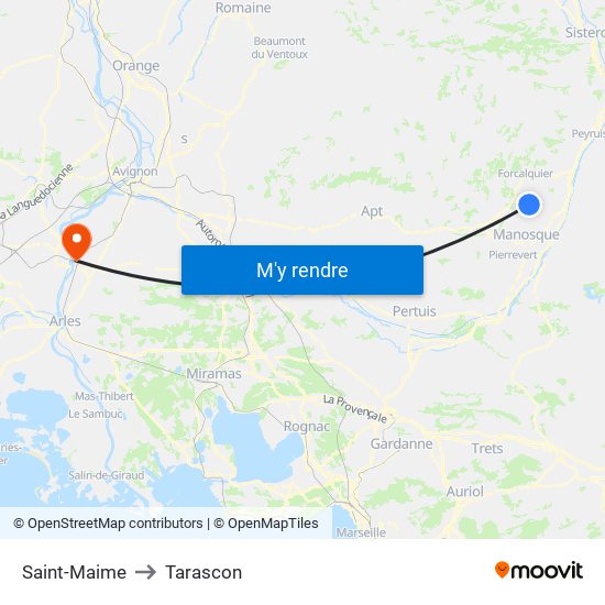Saint-Maime to Tarascon map